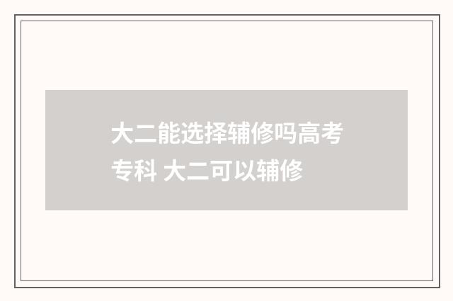 大二能选择辅修吗高考专科 大二可以辅修