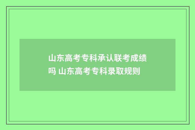 山东高考专科承认联考成绩吗 山东高考专科录取规则