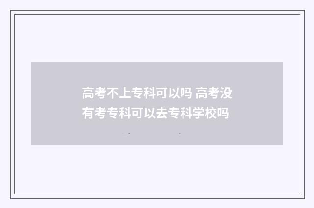 高考不上专科可以吗 高考没有考专科可以去专科学校吗