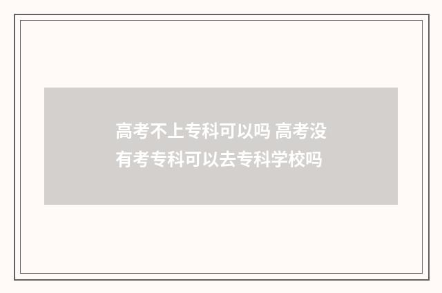 高考不上专科可以吗 高考没有考专科可以去专科学校吗