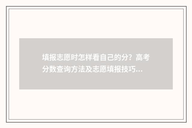 填报志愿时怎样看自己的分?高考分数查询方法及志愿填报技巧 填报志愿时怎样避免滑档