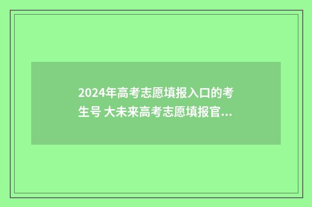 2024年高考志愿填报入口的考生号 大未来高考志愿填报官网