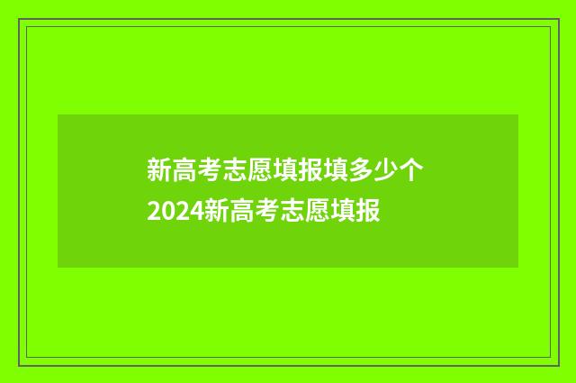 新高考志愿填报填多少个 2024新高考志愿填报