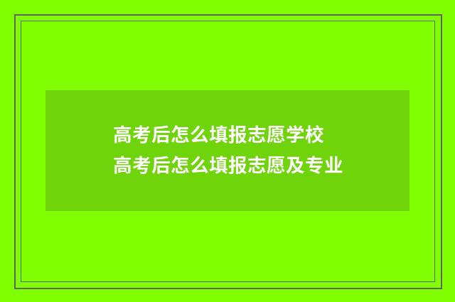 高考后怎么填报志愿学校 高考后怎么填报志愿及专业