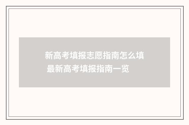 新高考填报志愿指南怎么填 最新高考填报指南一览