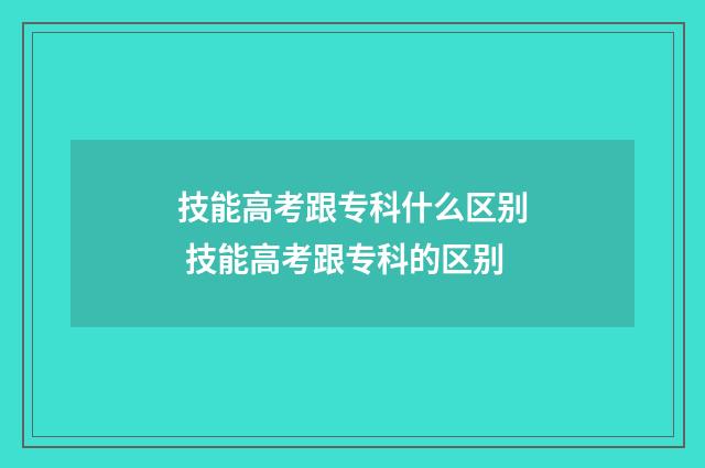 技能高考跟专科什么区别 技能高考跟专科的区别
