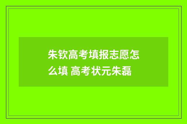 朱钦高考填报志愿怎么填 高考状元朱磊