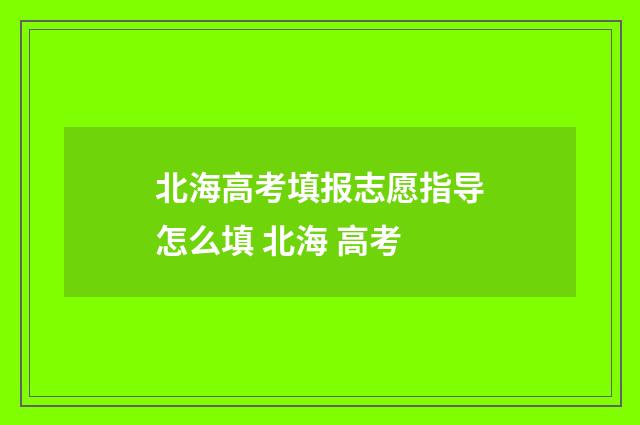 北海高考填报志愿指导怎么填 北海 高考