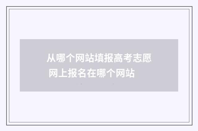 从哪个网站填报高考志愿 网上报名在哪个网站