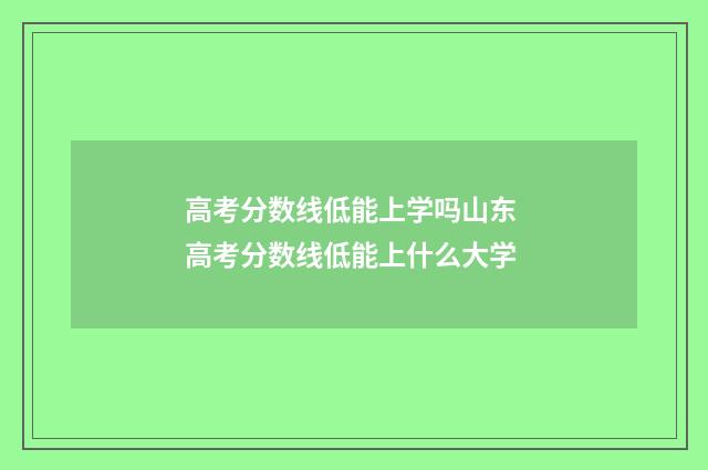 高考分数线低能上学吗山东 高考分数线低能上什么大学