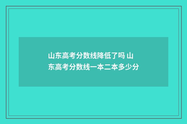 山东高考分数线降低了吗 山东高考分数线一本二本多少分