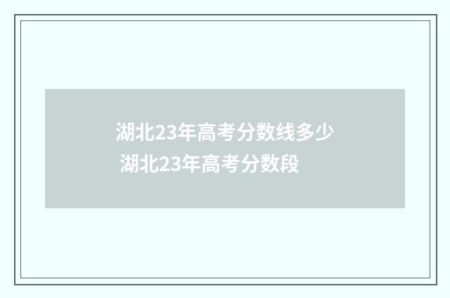 湖北23年高考分数线多少 湖北23年高考分数段