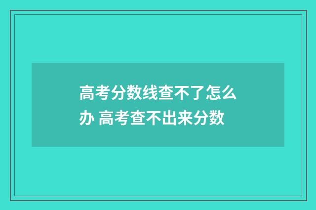 高考分数线查不了怎么办 高考查不出来分数