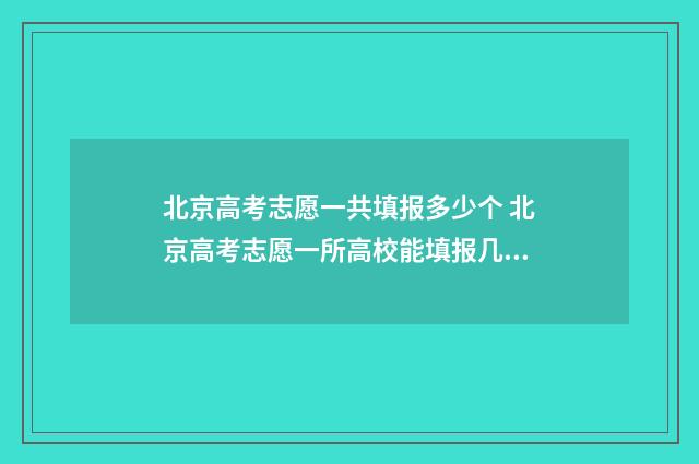 北京高考志愿一共填报多少个 北京高考志愿一所高校能填报几个志愿