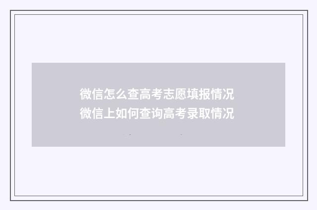 微信怎么查高考志愿填报情况 微信上如何查询高考录取情况