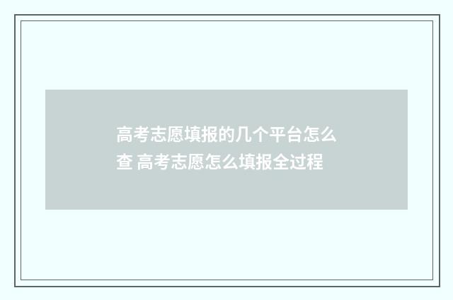 高考志愿填报的几个平台怎么查 高考志愿怎么填报全过程