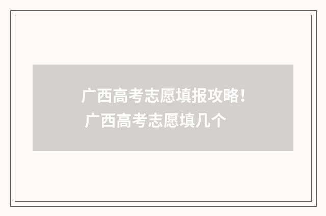 广西高考志愿填报攻略！ 广西高考志愿填几个