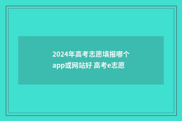 2024年高考志愿填报哪个app或网站好 高考e志愿