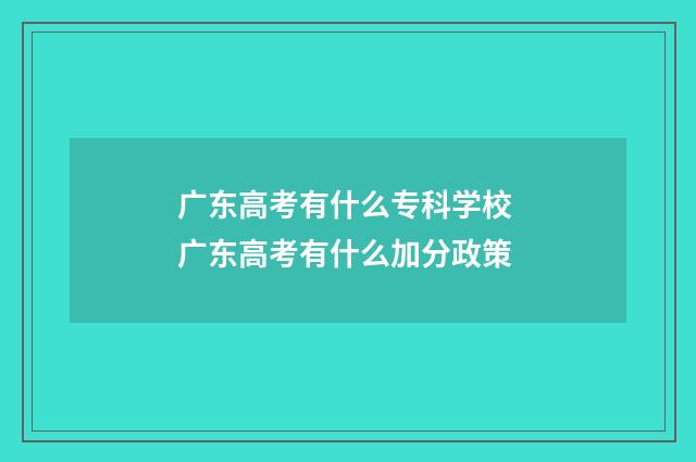 广东高考有什么专科学校 广东高考有什么加分政策