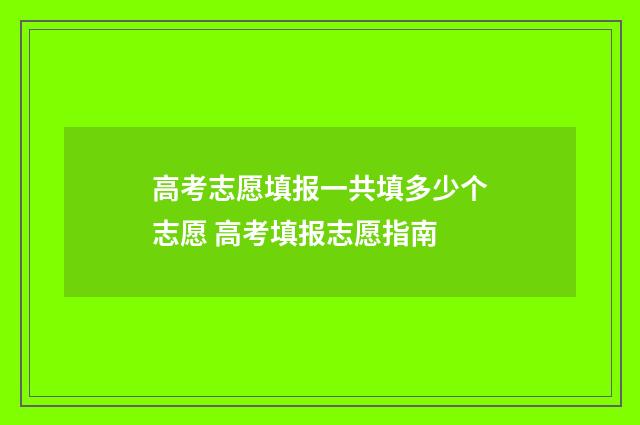 高考志愿填报一共填多少个志愿 高考填报志愿指南