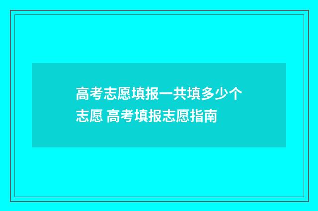 高考志愿填报一共填多少个志愿 高考填报志愿指南