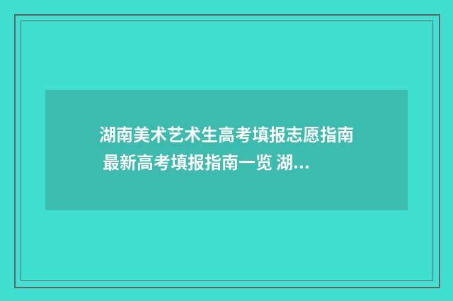 湖南美术艺术生高考填报志愿指南 最新高考填报指南一览 湖南美术艺术生2024年招本科生多少人