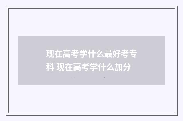 现在高考学什么最好考专科 现在高考学什么加分