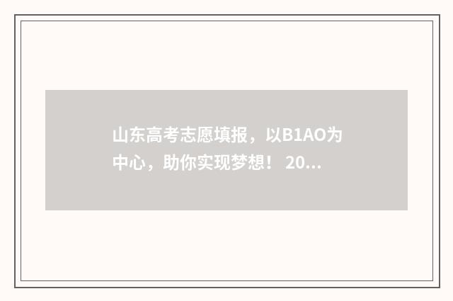 山东高考志愿填报，以B1AO为中心，助你实现梦想！ 2024年高考志愿填报卡