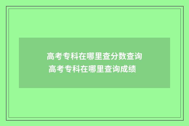高考专科在哪里查分数查询 高考专科在哪里查询成绩