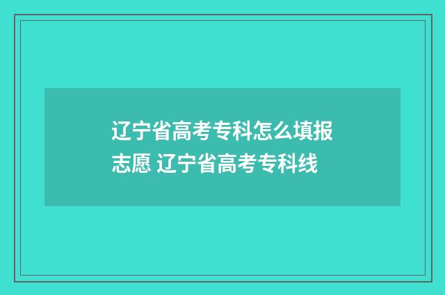 辽宁省高考专科怎么填报志愿 辽宁省高考专科线