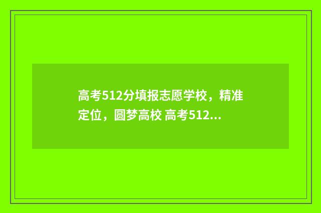 高考512分填报志愿学校，精准定位，圆梦高校 高考512分怎么样