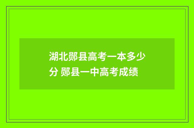 湖北郧县高考一本多少分 郧县一中高考成绩