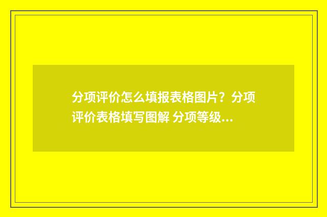 分项评价怎么填报表格图片?分项评价表格填写图解 分项等级评价