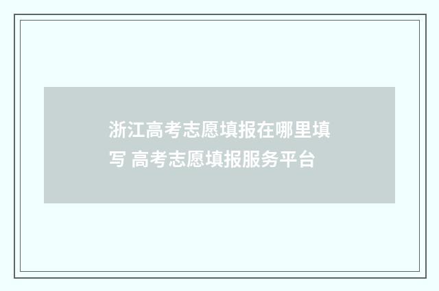 浙江高考志愿填报在哪里填写 高考志愿填报服务平台