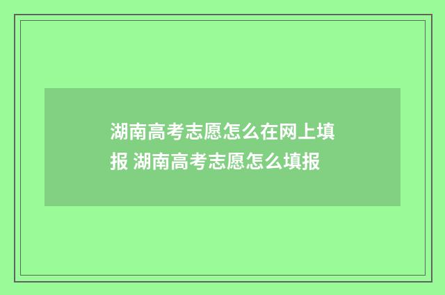湖南高考志愿怎么在网上填报 湖南高考志愿怎么填报