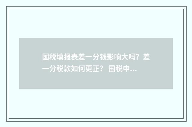 国税填报表差一分钱影响大吗？差一分税款如何更正？ 国税申报表