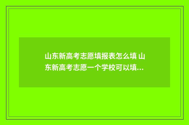山东新高考志愿填报表怎么填 山东新高考志愿一个学校可以填几个专业