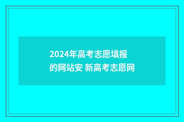 2024年高考志愿填报的网站安 新高考志愿网