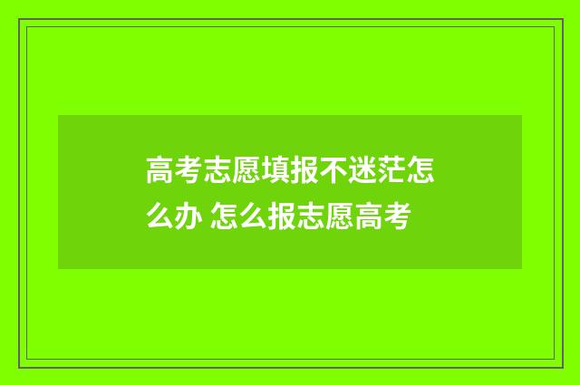 高考志愿填报不迷茫怎么办 怎么报志愿高考