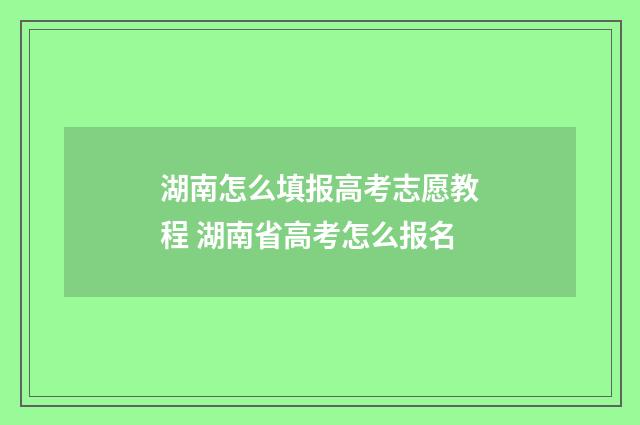 湖南怎么填报高考志愿教程 湖南省高考怎么报名