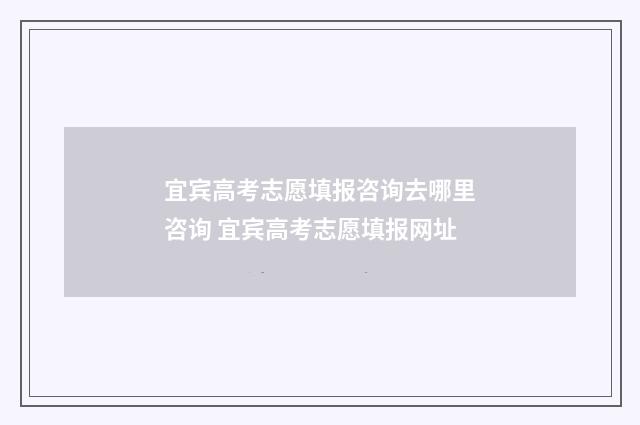 宜宾高考志愿填报咨询去哪里咨询 宜宾高考志愿填报网址
