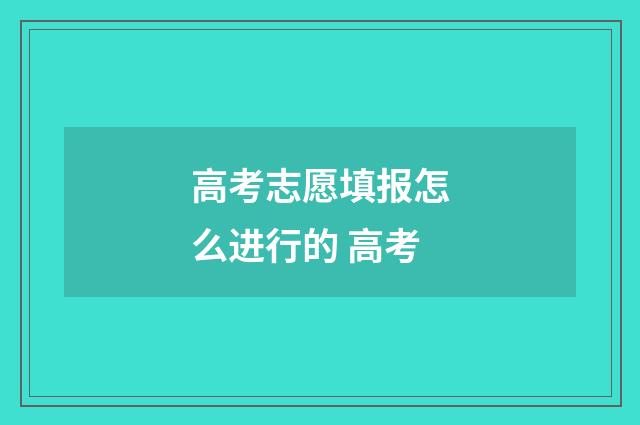 高考志愿填报怎么进行的 高考