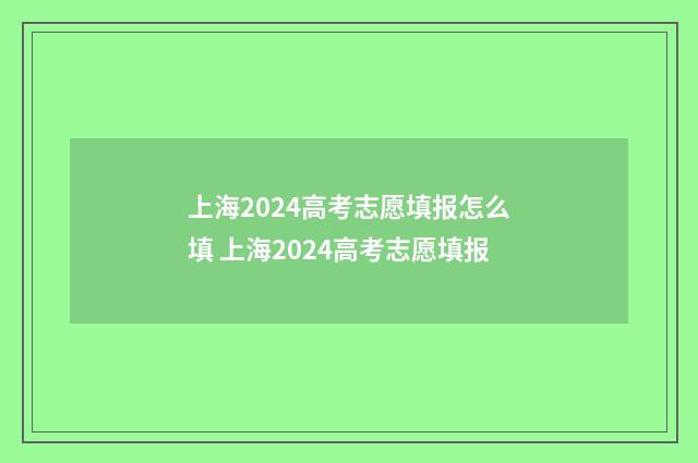 上海2024高考志愿填报怎么填 上海2024高考志愿填报