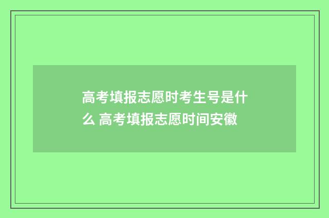 高考填报志愿时考生号是什么 高考填报志愿时间安徽