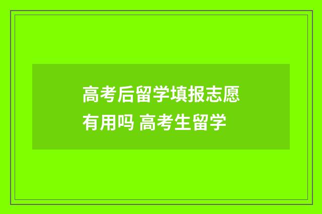 高考后留学填报志愿有用吗 高考生留学