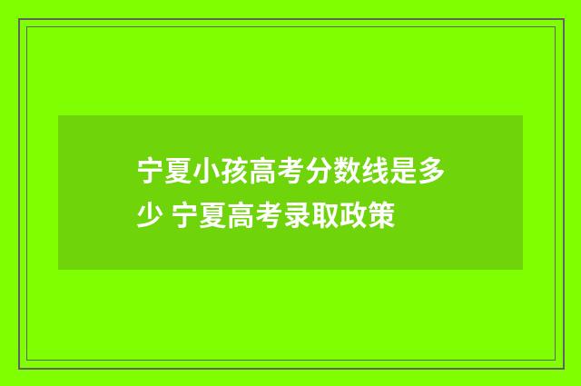 宁夏小孩高考分数线是多少 宁夏高考录取政策