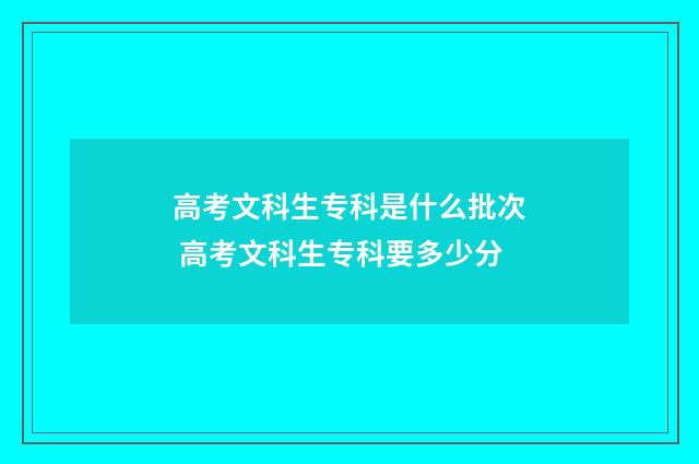 高考文科生专科是什么批次 高考文科生专科要多少分
