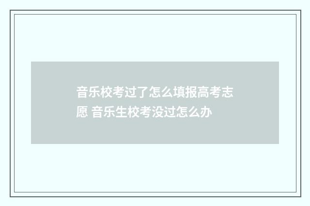 音乐校考过了怎么填报高考志愿 音乐生校考没过怎么办