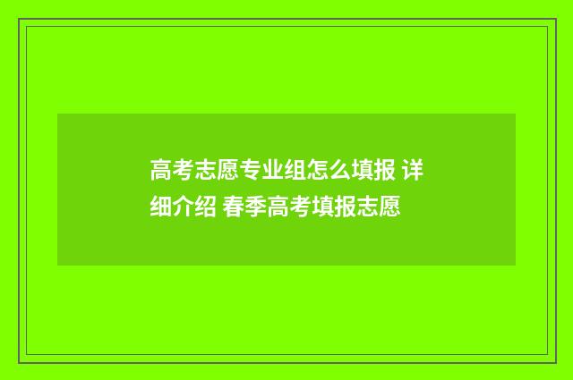 高考志愿专业组怎么填报 详细介绍 春季高考填报志愿