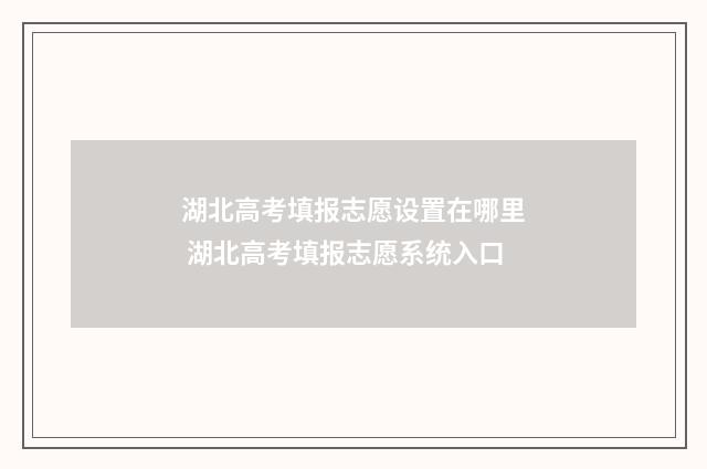 湖北高考填报志愿设置在哪里 湖北高考填报志愿系统入口